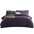 thumbnail image 4 of LammaLoe Duvet Cover Queen, Luxury Microfiber 3 Piece Bedding Sets with 2 Pillow Shams, Purple eggplant, 4 of 11