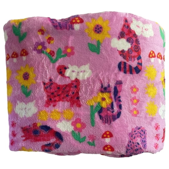 The Big One Oversized Plush Pink Kitty Cats Throw Blanket - 5ft x 6ft