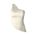 thumbnail image 1 of UPPADA Womens One Shoulder Tops Summer Sleeveless Ribbed Tank Top Casual Cute Slim Basic Cami Tees for Beach Vacation,Tank Top for Women Casual Cropped Tanks Beige,XL, 1 of 6