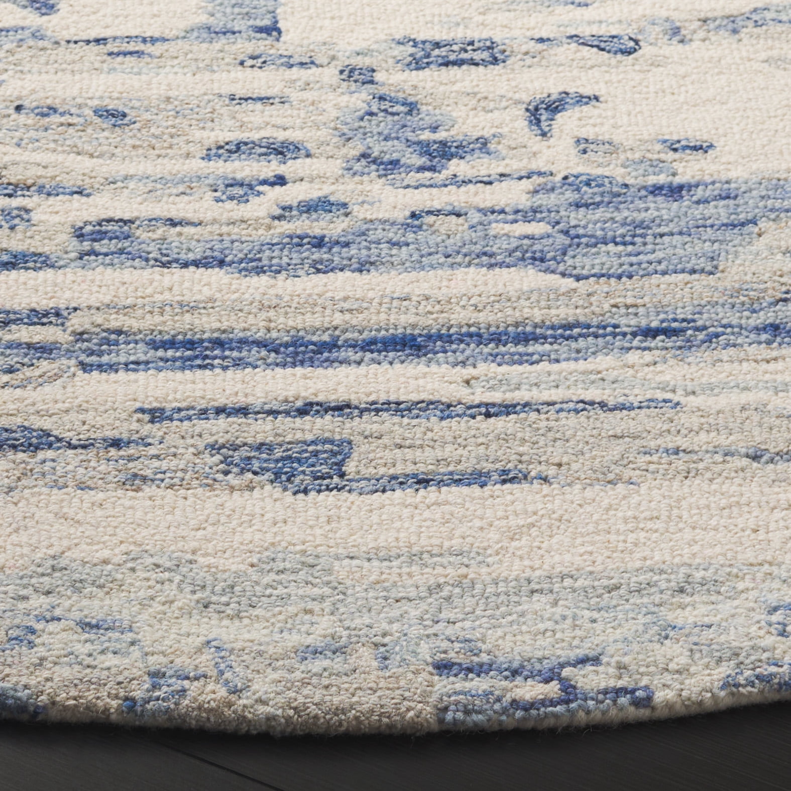SAFAVIEH Metro Teague Abstract Area Rug, Ivory/Blue, 6' x 6' Round