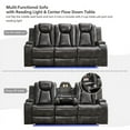 thumbnail image 2 of 3-Seat Power Recliner Chair Sofa Set for Living Room,Gray Faux Leather Electric Home Theater Seating Reclining Sofa Couch with Flipped Middle Backrest,LED Light,USB Port,Cup Holder,Hidden Arm Storage, 2 of 6