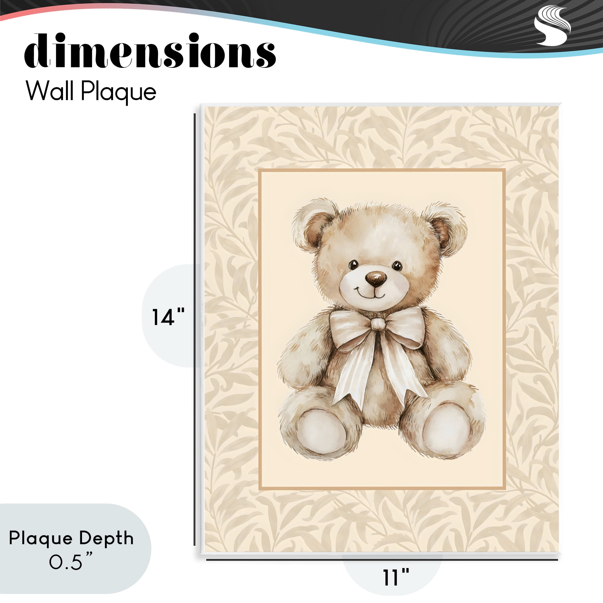 Stupell Industries Beige Teddy Bear and Border Wall Plaque Art, design by LSR Design Studio