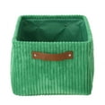 thumbnail image 4 of Mainstays Green Corduroy Decorative Storage Basket with Leather Handles, 4 of 15