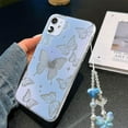 thumbnail image 6 of with iPhone 11 Sparkly Cute Transparent Design Butterfly Strap Wrist Sparkly Purple-Blue Aesthetic Protective Gloss Phone Case Female Girl (Butterfly), 6 of 13