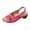 Red, variant on Women's Orthopedic Wedge Heel Sandals, Open Toe Ankle Strap Shoes, Chunky Low Heel Non-Slip Summer Dressy Party Sandals Brown