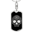 thumbnail image 5 of Calavera Mexican Sugar Skull 184 Stainless Steel or 18k Gold Premium Swivel Dog Tag Keychain, 5 of 16