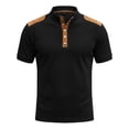 thumbnail image 3 of CHENHANN Men’s Polo Shirts Short Sleeve Button Down Waffle Shirt Basic Black Fashion Clothing for Men, 3 of 3