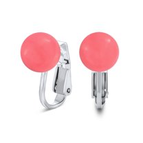 Bling Jewelry Womens Simple Gemstone Round Bead Clip-On Earrings Non-Piercing Sterling Silver 8MM