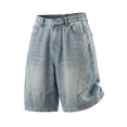 thumbnail image 2 of Mens Jorts Y2k Baggy Vintage Grunge Jean Shorts Knee Length Relaxed Fit Denim Shorts (Blue L), 2 of 4