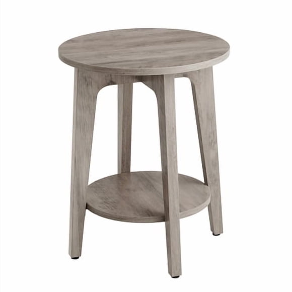 VASAGLE Round Side Table with Lower Shelf End Table for Small Spaces Nightstand Living Room Greige