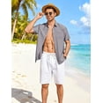 thumbnail image 4 of COOFANDY Men' Beach Wedding Shirt Casual Short Sleeve Linen Shirts Button Up Shirt with Pocket, 4 of 6