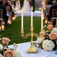 thumbnail image 5 of FENGGHAO Gold and Silver Three-Candle Candelabra, Ornate Metal Candle Holder for Wedding and Table Centerpieces, Vintage European Decor, 5 of 6