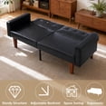 thumbnail image 5 of MIKIBAMA 68.Inch Black 2 Seat PU Leather Mid Century Modern Convertible Futon Sofa Bed Tufted Split Back With Solid Wood Legs for Small Spaces, 5 of 7