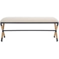thumbnail image 4 of SAFAVIEH Couture Carmelo Solid Linen Contemporary Bench, Beige/Black, 4 of 11