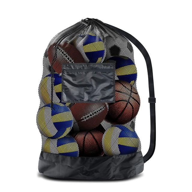Extra Large Ball Net Multi-Purpose Sports Bag for 10-15 Balls with Drawstring and Shoulder Strap