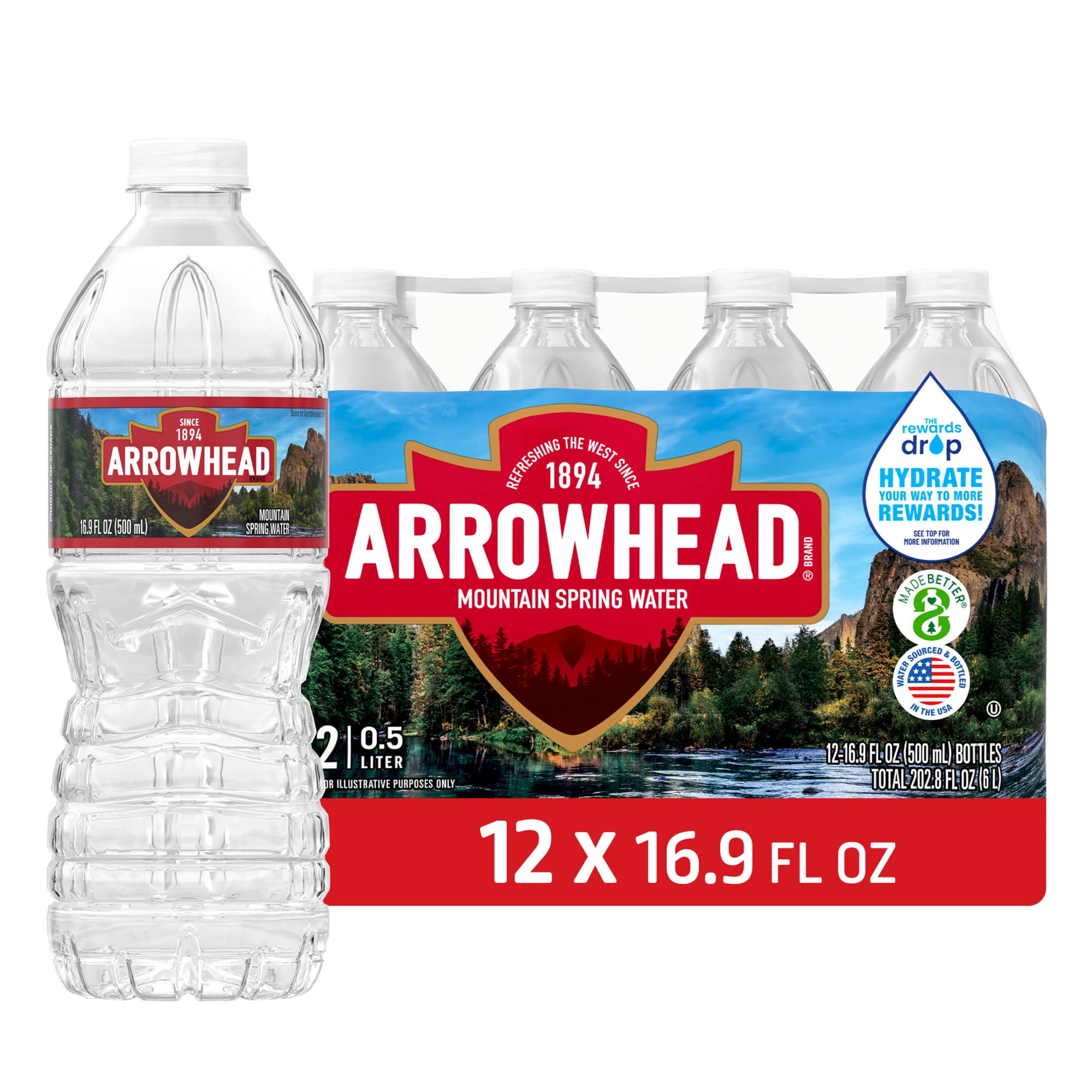 Arrowhead Mountain Spring Water, 16.9 fl oz, 12-pack Plastic Bottles