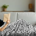 thumbnail image 3 of Dark Grey Soft Flannel Fleece Throw Blanket, Monochromatic Starfish Pattern Exotic Aquarium Fauna Underwater Wildlife, Cozy Plush for Indoor and Outdoor Use, 70" x 90", Black Grey White, by Ambesonne, 3 of 5