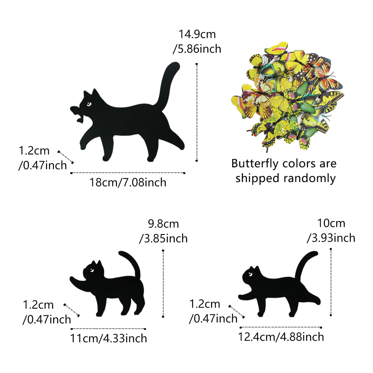 Black Cat Mother - and - Son Garden Stakes Set - Outdoor Cat Silhouette Yard Art & Lawn Fence Decor