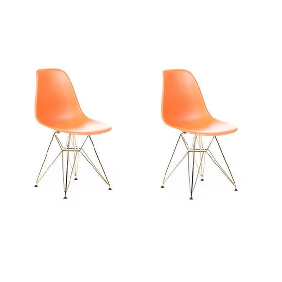 Eiffel Dining Chair with Gold Base - Orange