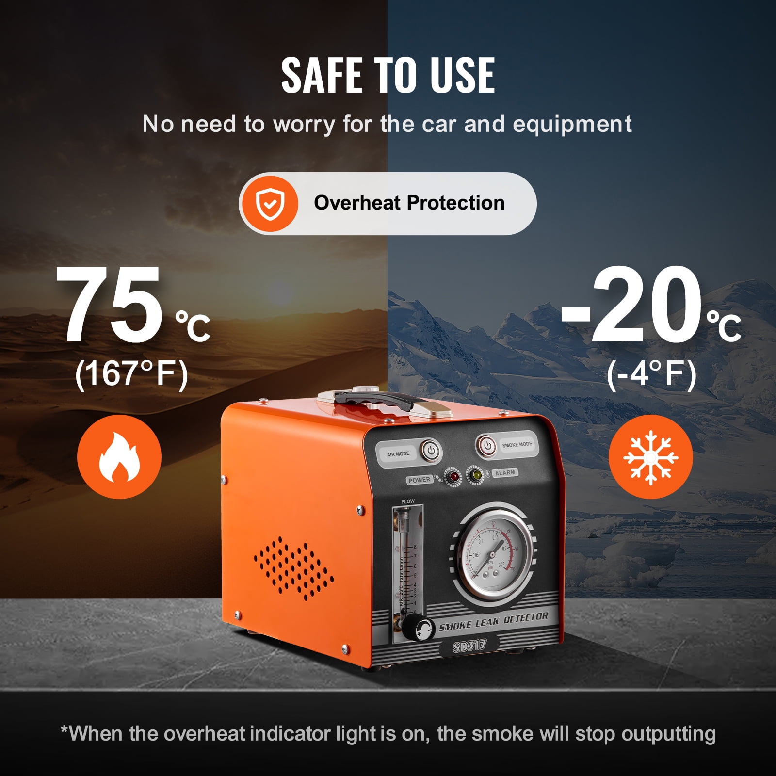 KFFKFF Car Smoke Machine for Leak Detection, Includes Integrated Air Pump, Pressure and Flow Meters, Versatile Dual-Mode System for Checking Vacuum and Fuel Lines