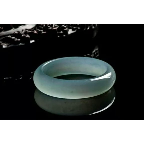 EOEMY Chinese Natural Grade A Jade Jadeite Bangle Blue Bracelet 60mm