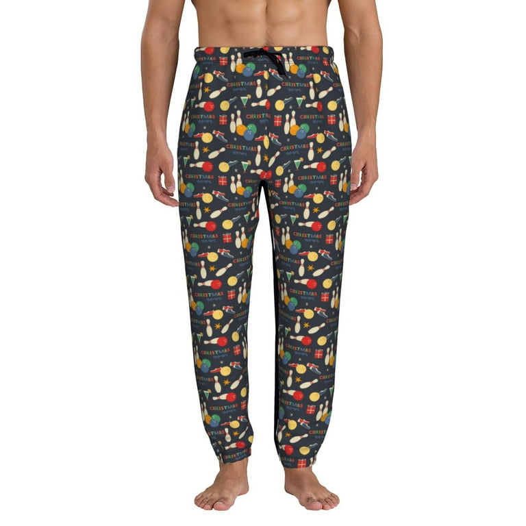 Sweatpants for Men Christmas Holiday Bowling Mens Sweatpants with Pockets Lightweight Hiking Pants Breathable Joggers Athletic Lounge Pants Gym Pants Fall Winter Bottom Walmart