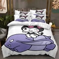 thumbnail image 2 of Sanrio Kuromi Series Funda nórdica Kit de lijado Impresión digital Dibujos animados Anime Linda cama Hogar Juego de tres piezas de dos piezas, 2 of 5