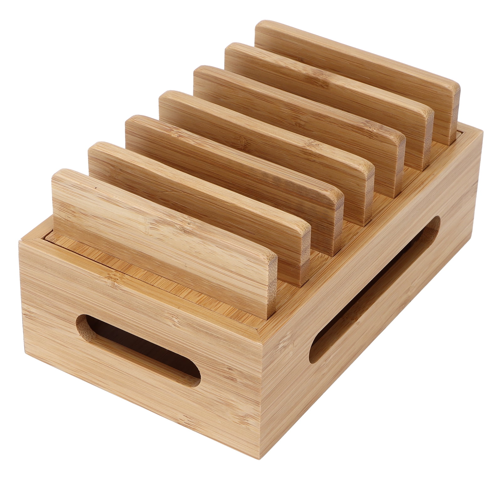 BIMZUC Bamboo Wood Cell Phone Dock Portable Tablet Computer Organizer Storage Box For Home Office Desk Accessory Storage Bracket Holder Natural Wood Finish
