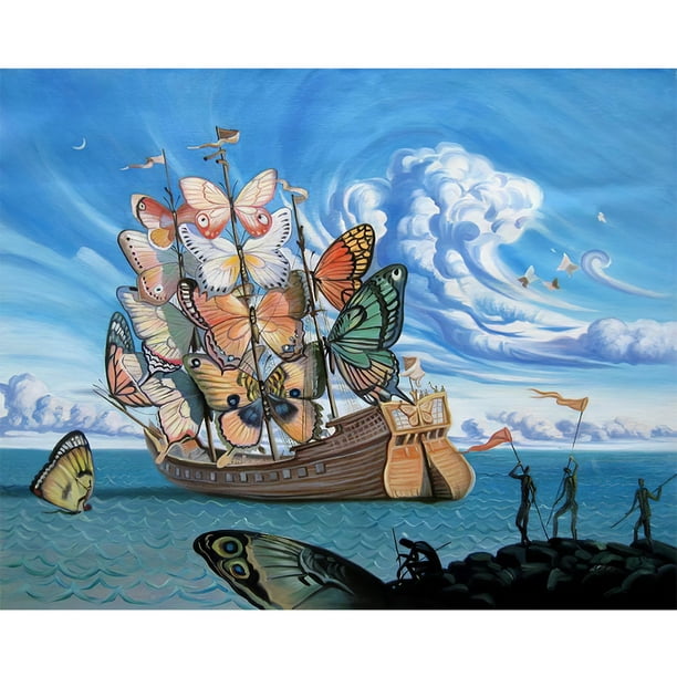 Pintura de diamante (DB6940) 5D DIY Mariposa barco Square Rhinestone Kit 30x40cm FLhrweasw Nuevo
