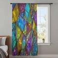 thumbnail image 3 of Stained Glass Sheer Curtains 63 Inches Long, Vintage Abstarct Geometric Pattern Art Light Filering Curtains, Breathable Simi Curtain Privacy Drapes for Living Room Lightweight Window Treatment, 3 of 8