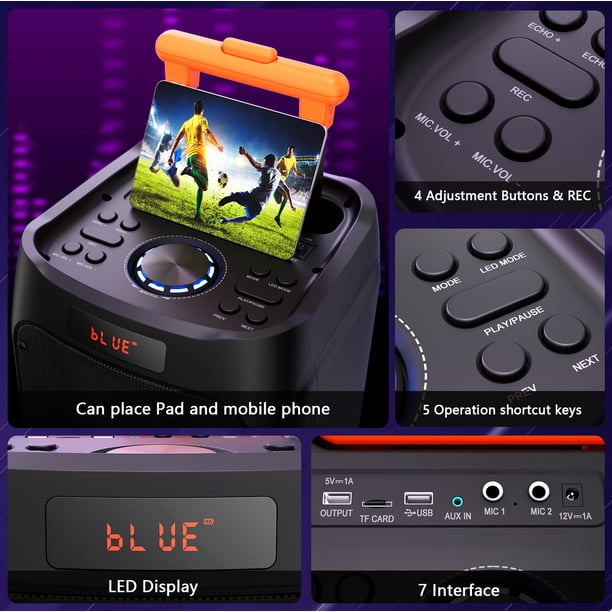 JYX Large Karaoke Machine, Home Singing Machine with 2 Mics
