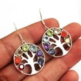 thumbnail image 2 of 7 Stone Chakra Tree Of Life Earring 925 Sterling Silver Charm Jeweley, 2 of 3