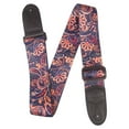 thumbnail image 2 of New Blue Paisley Retro Vintage Hippie Acoustic Electric Guitar Strap Realleather, 2 of 14