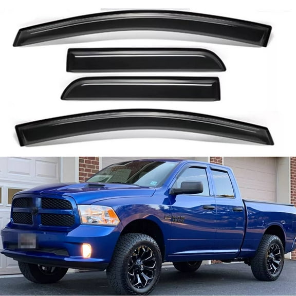 Tuqiang Window Deflector Window Visor For 2019-2022 Ram 1500 Quad Cab(Extended Cab) Black 4PCS