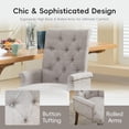 thumbnail image 3 of Lovableguy Mid Century Chenille Dining Chairs,Upholstered Tufted Kitchen Side Chairs with Armrests and Solid Wood Frame & Legs,for Dining, Kitchen & Living Room,Beige, 3 of 8