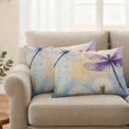 thumbnail image 2 of Blue Purple Dragonfly Outdoor Waterproof Pillow Covers, Spring Floral Watercolor Decorative Rectangle Throw Pillowcase Sofa Cushion Sham for Patio/Couch/Chair, 20"x12" 2 Pack, 2 of 8