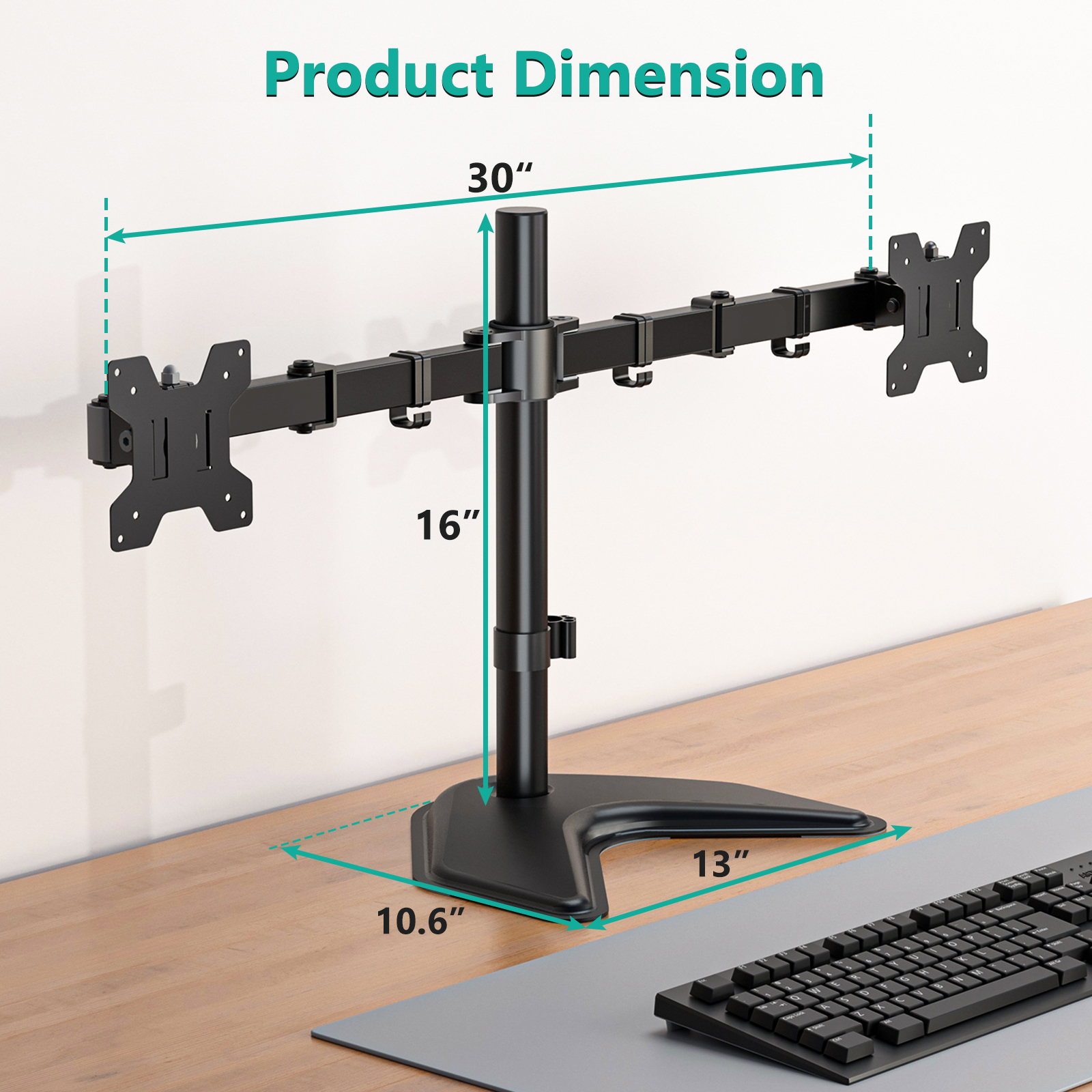 WALI Dual Monitor Stand for Desk, Computer Monitor Stands for Monitors up  to 27 inch inches, Dual Monitor Mount Fits up to 22lbs, Free Standing Full  Motion Dual Monitor Arm for