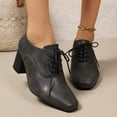 thumbnail image 2 of Gray Ladies Everyday Casual Shoes Square Toe Front Lace Up Design Thick Block Heel High Heel Suitable For Outdoor Indoor Four Season Pu Material, 2 of 9