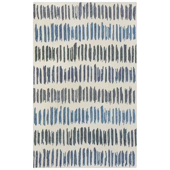 Rizzy Rugs Tetra Area Rug TET109 Ivory/Blue Scratches Jagged 7' 9" x 9' 9" Rectangle