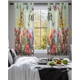 thumbnail image 3 of Spring Easter Bunny Sheer Curtains 39 Inch Length 2 Panels Set for Living Room/Bedroom, Green Wooden Red Floral Easter Eggs Kitchen Curtains Grommet Semi-Sheer Curtains Window Treatments 27.5"x39"x2, 3 of 7