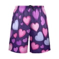 thumbnail image 2 of Men's Pajama Shorts Bottoms with Pockets Soft Lightweight Lounge Sleep Wear Pink and Purple Hearts, 2 of 6