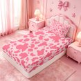 thumbnail image 4 of meiyoeat Bright Pink Cow Print Twin Sheets,Cute Farm Animal Bedding For Girl,3-Piece,1 Fitted Sheet and 1 Pillowcase, 4 of 6