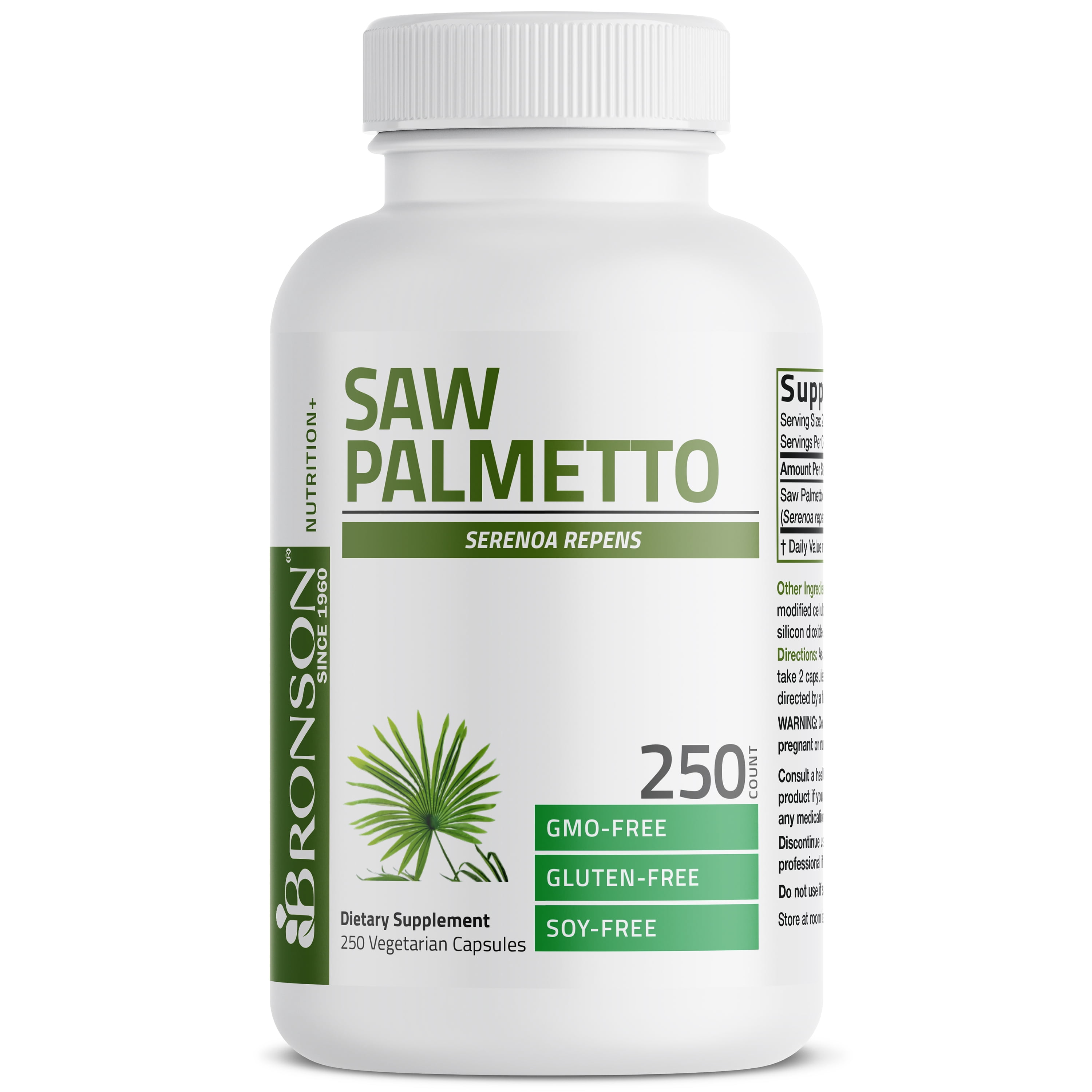 Bronson Saw Palmetto  Extra Strength Supports Healthy Prostate Function & Urinary Health Support - Non GMO, 250 Vegetarian Capsules