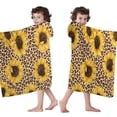 thumbnail image 4 of Beige Leopard Sunflower Pattern Hooded Bath Towel，60"x35" for Ages 3 To 12 Kids, Quick Dry Lightweight Soft Microfiber Hood Beach Towel Cover Up for Kids, 4 of 7