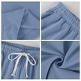thumbnail image 6 of Men's Pants Elastic Waist Drawstring 3/4 Length Solid Textured Knit Loose Soft Breathable Summer Bottoms for Gym Workout Weekend Outings and Active Days Blue XL, 6 of 9