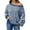 Blue, variant on Women's Sweaters off Shoulder Crew Neck Plus Size Stripe Long Sleeve Loose Fit Fashion Comfort Tops Green S