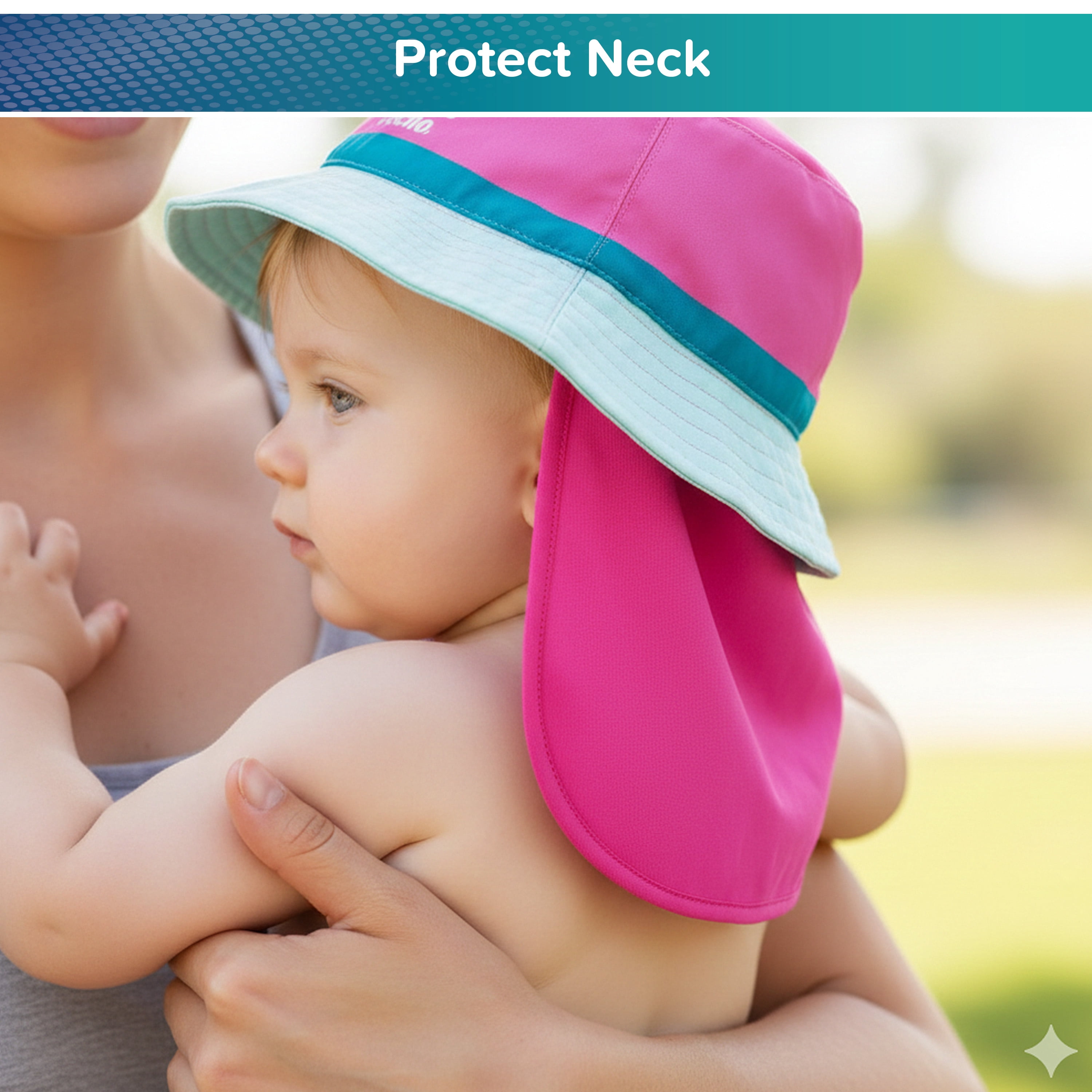 Aqua SwimSchool Sunshade Legionnaire Bucket Hat with Sun Shield for Infants, Pink