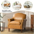 thumbnail image 3 of Vegan Leather Armchair Set of 2 Living Room Home Office Lounge Single Sofa Nailhead Rolled Arms Accent Chair Adult Camel, 3 of 8