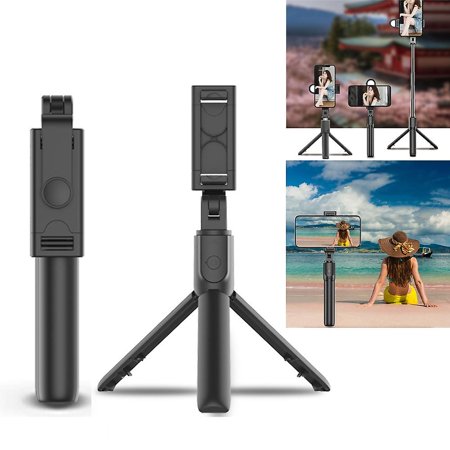 2 in 1 Bluetooth Selfie Stick with Built-in Remote Control Portable Telescopic Tripod