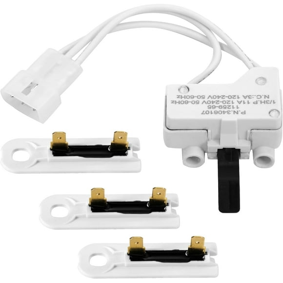 LAICAIW 3406107 Dryer Door Switch Replacement Part Compatible with Whirlpool Kenmore Maytag to Replace 3406109 3405100 3405101 3406100 3406101, with 3pcs 3392519 Dryer Thermal Fuses for Whirlpool